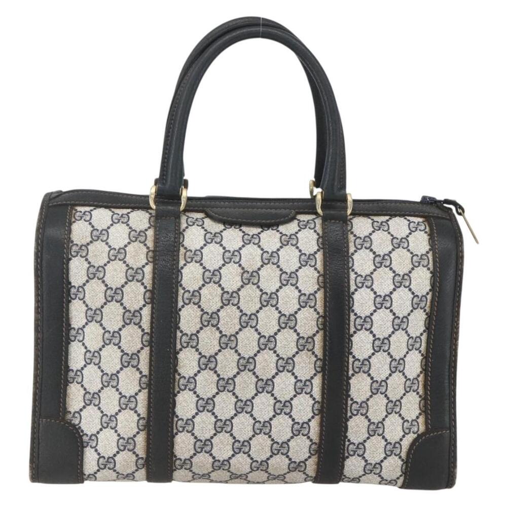 GUCCI GG Supreme Hand Bag PVC Navy Gold Auth ka1142 - Picture 2 of 16
